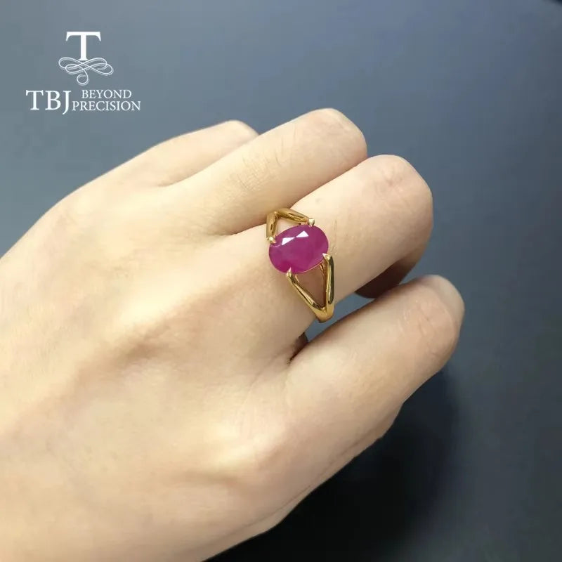 Women's 14K Gold Oval Natural Ruby Statement Ring