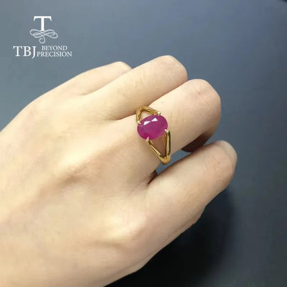 Women's 14K Gold Oval Natural Ruby Statement Ring