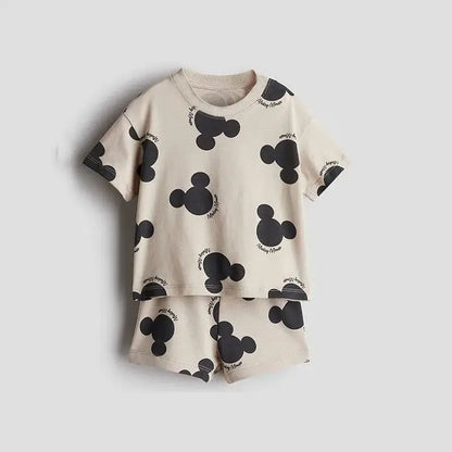 2 Piece Cartoon Print T-shirt and Shorts Set