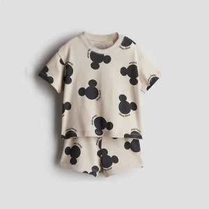 2 Piece Cartoon Print T-shirt and Shorts Set