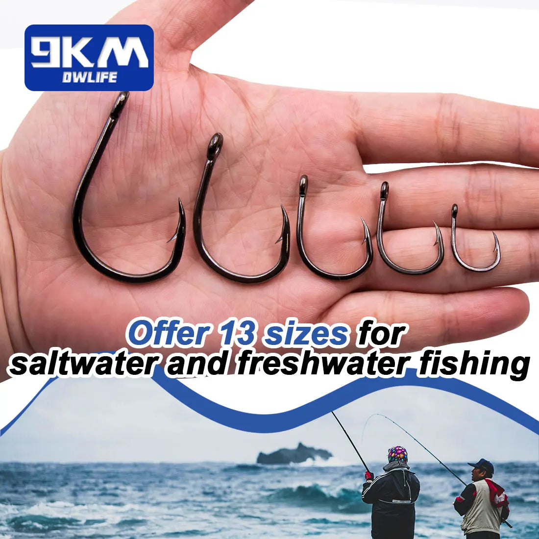 9KM 25Pcs High Carbon Steel Non-offset Circle Live Bait Hooks