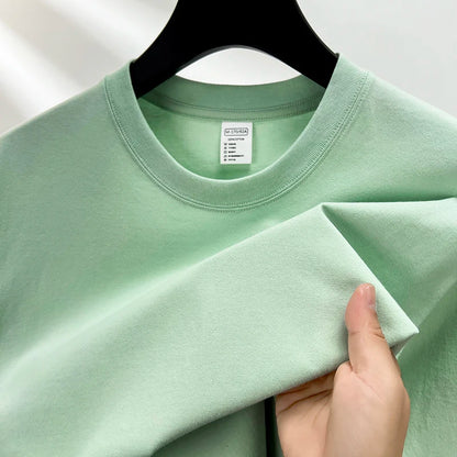 Men's 100% Cotton Solid Color Casual Short-Sleeve T-Shirt