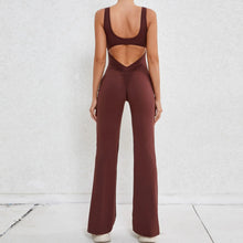Seamless Backless Scrunch Fitness Flared Leg Jumpsuit