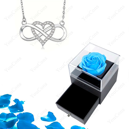 Luxury Heart Pendant Necklace with Rose Gift Box