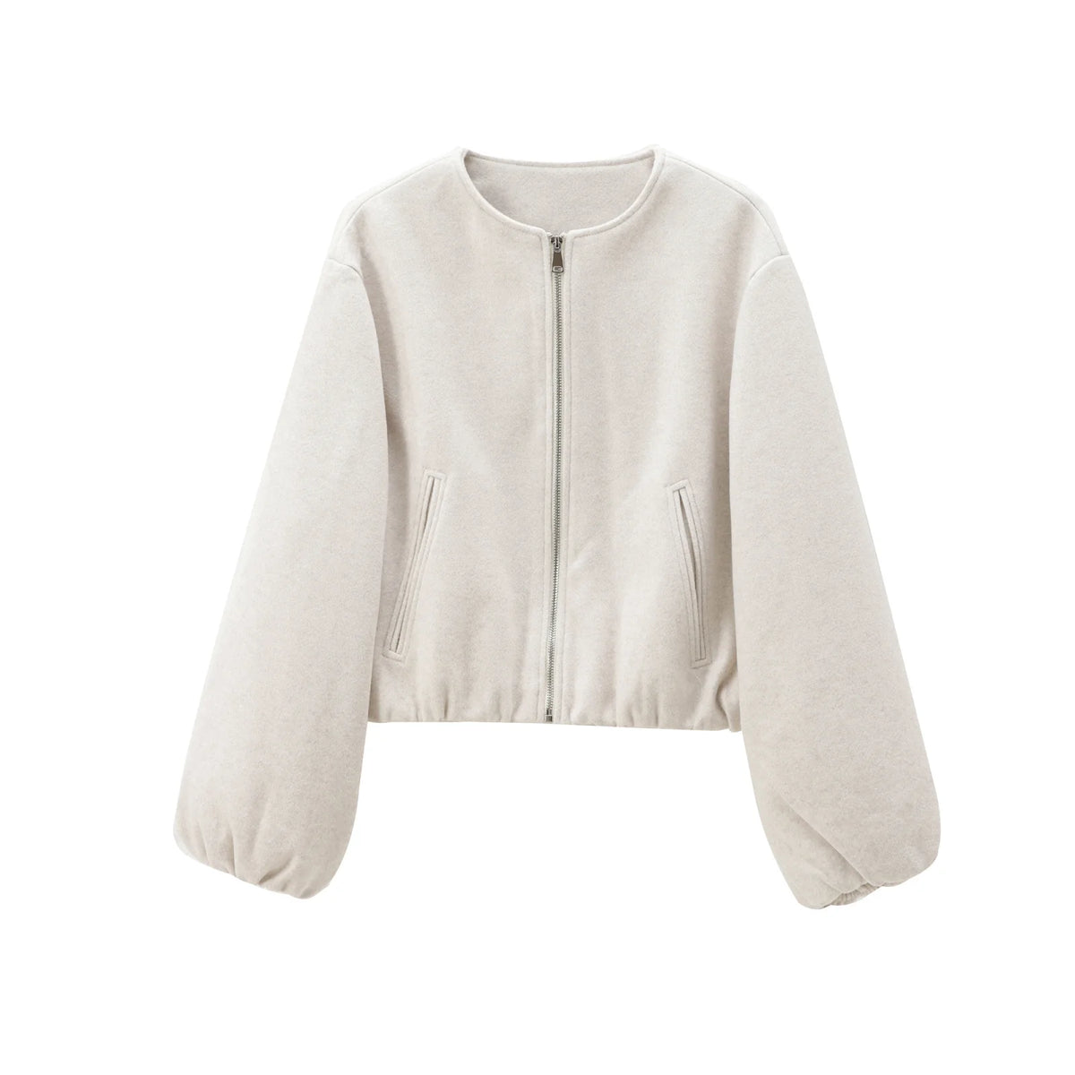 MUJER Women's Casual Cropped Fleece Bomber Jacket