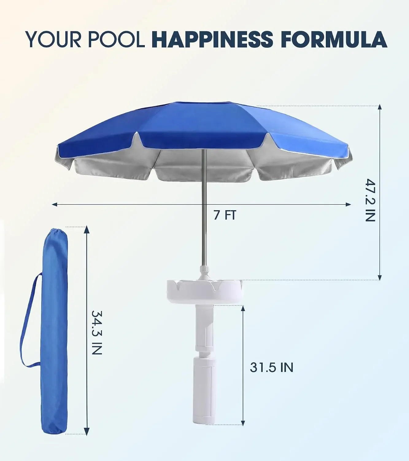 Floating Pool Umbrella & Table Base with Integrated Cup Holders
