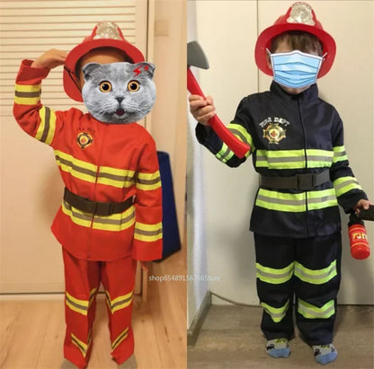 Kids Firefighter Cosplay Costume & Toy Accessories Set