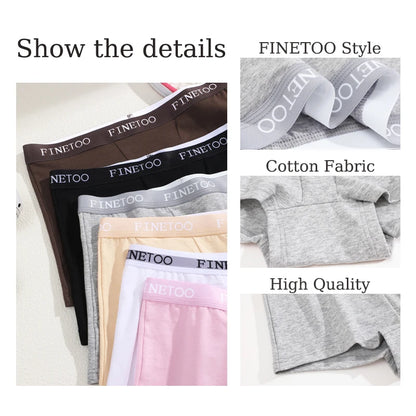 FINETOO Women’s High-Rise Seamless Cotton Boyshort Panties (3-Pack)