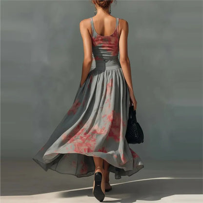 Women's Bohemian Print Top & High-Waist Skirt 2-Piece Suit Set