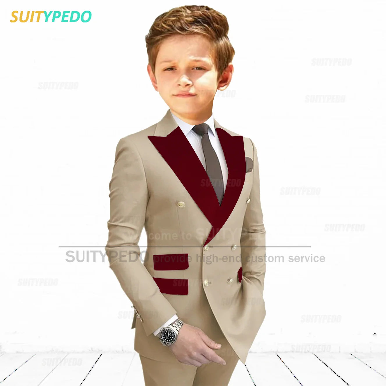 Slim Fit Peaked Lapel Formal Blazer and Pants Two Piece Suit