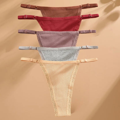 FINETOO 5-Pack Women's Cotton G-String Thongs - Low-Rise Breathable Panties
