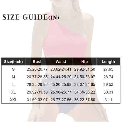Women's Fashion Color Block One-Shoulder One-Piece Swimsuit