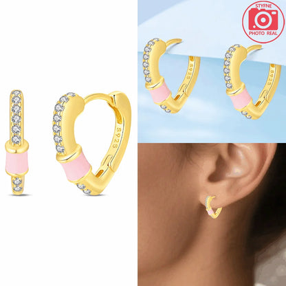 925 Sterling Silver Dancing Bee Hoop Earrings – Cute Enamel Zircon Jewelry