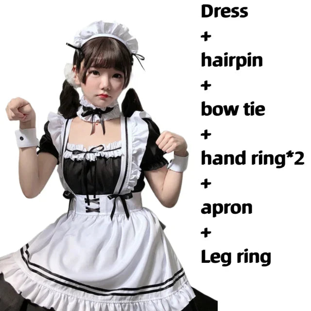 Women's Black Cute Lolita Maid Costume - Anime Cosplay Dress Set