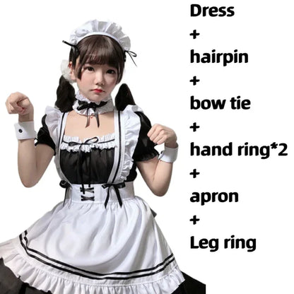 Women's Black Cute Lolita Maid Costume - Anime Cosplay Dress Set