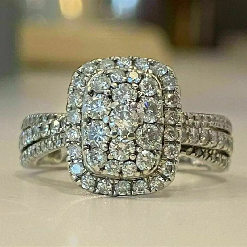 Huitan Silver Trendy Bridal Wedding Ring