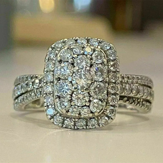 Huitan Silver Trendy Bridal Wedding Ring
