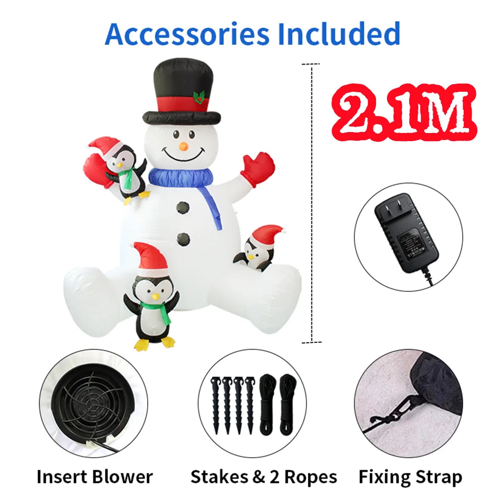 7FT Christmas Inflatable Sitting Decoration with LED Lights