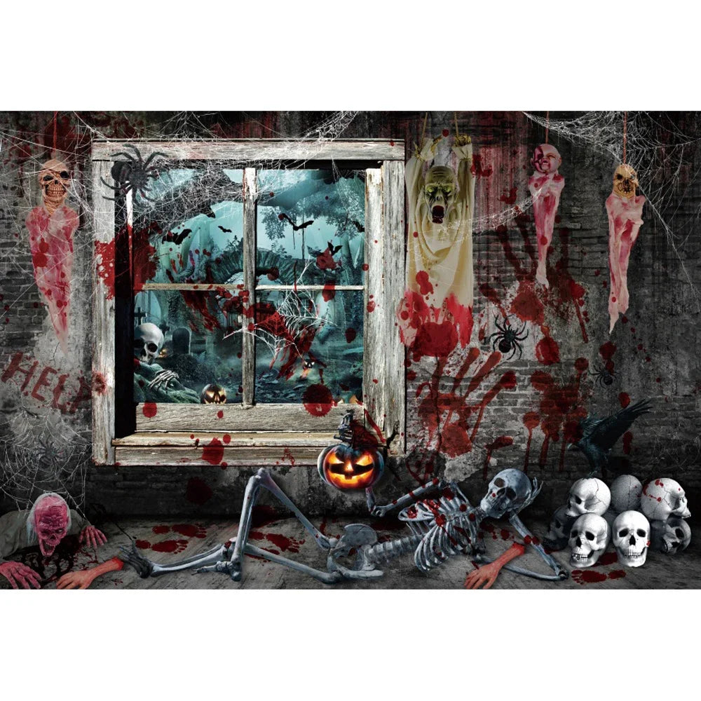 Scary Bloody Halloween Backdrop for Horror Photo Studio Props