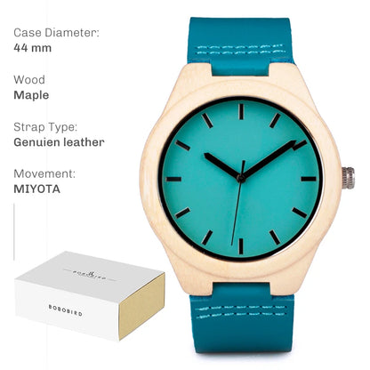 BOBO BIRD Natural Handcrafted Wooden Lightweight Quartz Wristwatch