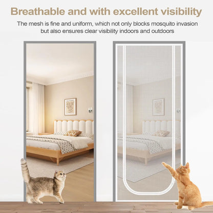 Mesh Pet Screen Door with Double Zipper Closure