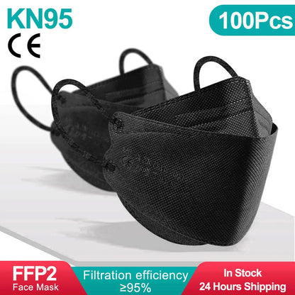 KN95 FFP2 Adult 4-Layer Fish Mask (50 / 100 Pack)