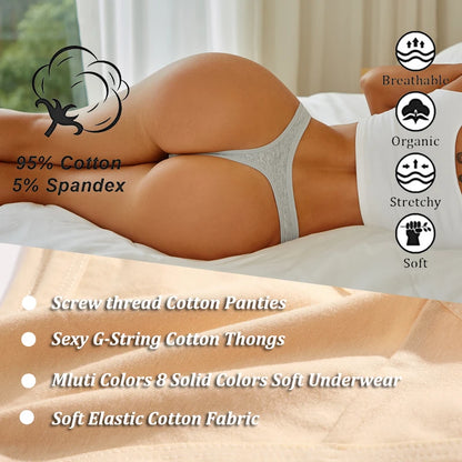 4PCS Cotton Seamless Low Rise Thongs