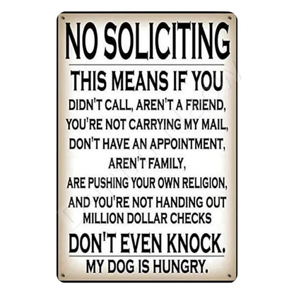 Funny No Soliciting Vintage Metal Tin Sign