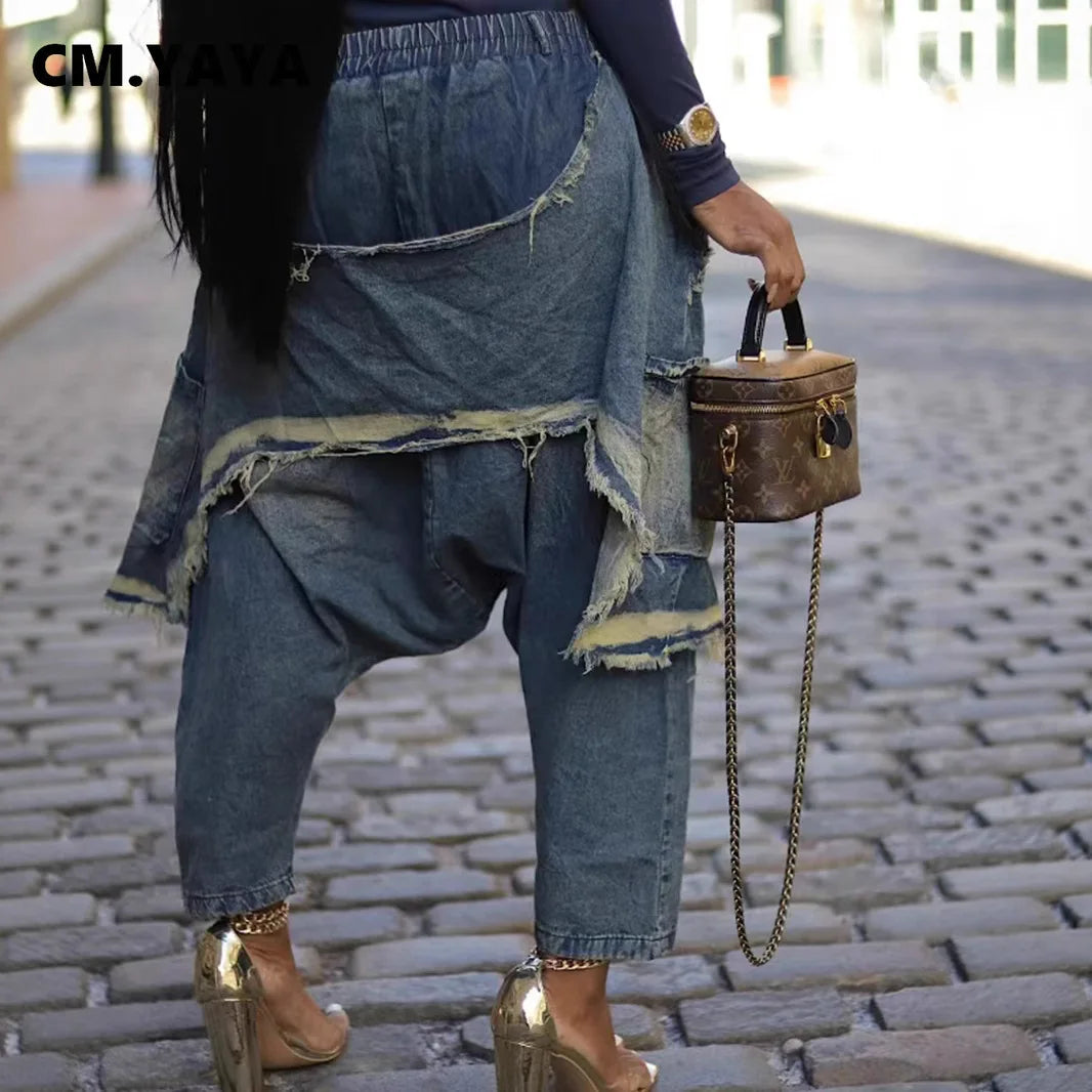 CM.YAYA Ripped Out Hole Denim Pants