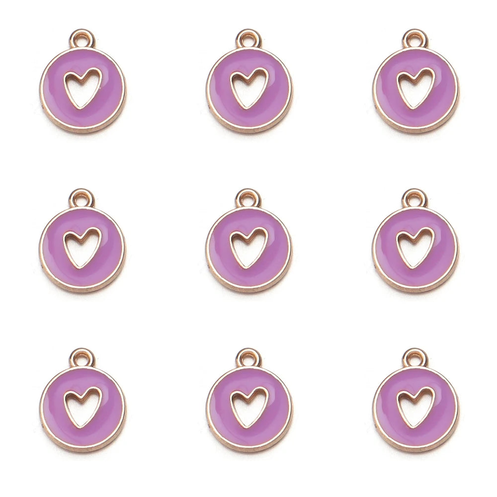 10pcs Double-Sided Enamel Heart Charms for DIY Jewelry Making