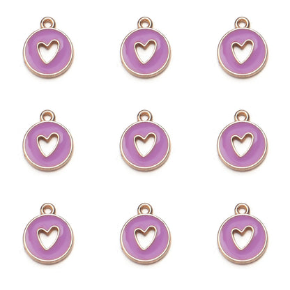 10pcs Double-Sided Enamel Heart Charms for DIY Jewelry Making