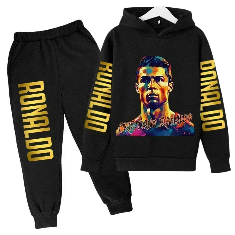 Ronaldo Print Hoodie + Pants Suit Set