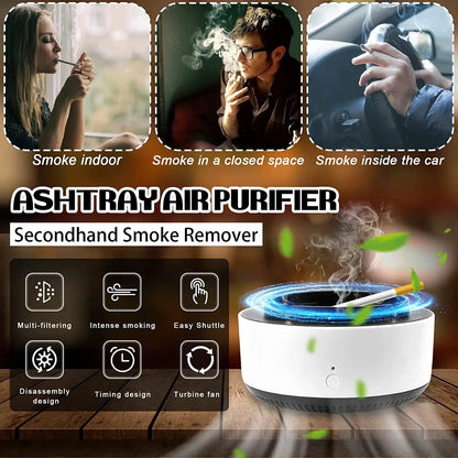 Smart Smokeless Air Purifier Ashtray - Anion Filtration & Aromatherapy Dispenser