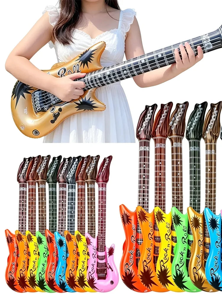 Inflatable Rock Guitar Balloons - PVC Blow-Up Props for Birthday, Karaoke & Concert Parties