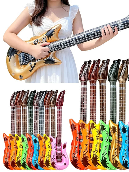 Inflatable Rock Guitar Balloons - PVC Blow-Up Props for Birthday, Karaoke & Concert Parties