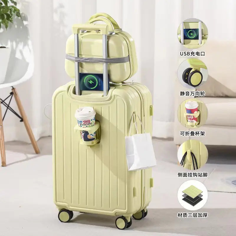 Small Cup Holder Trolley Suitcase