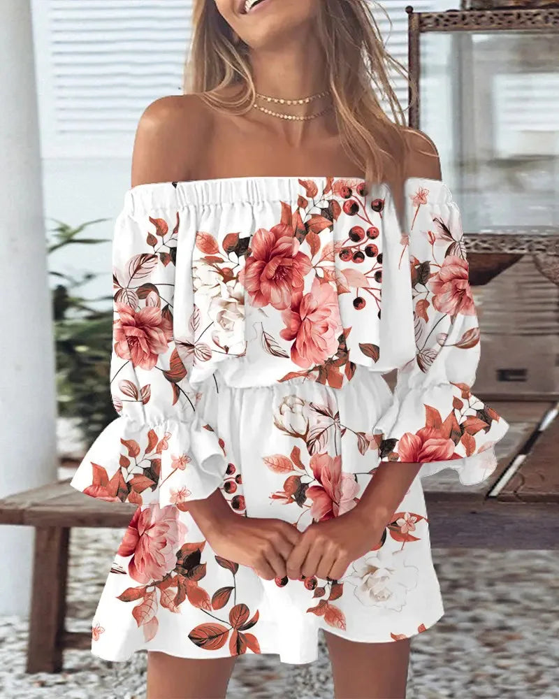 Women's Summer Floral Off-Shoulder Boho Blouse