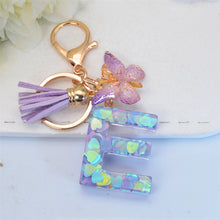 Exquisite Initial Blue Shiny Resin Keychain