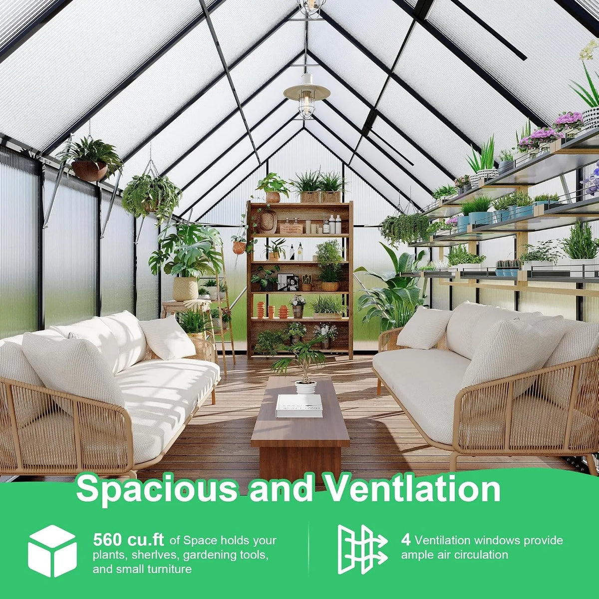 8x14 FT Heavy-Duty Walk-In Outdoor Greenhouse – Aluminum Frame & Polycarbonate Panels