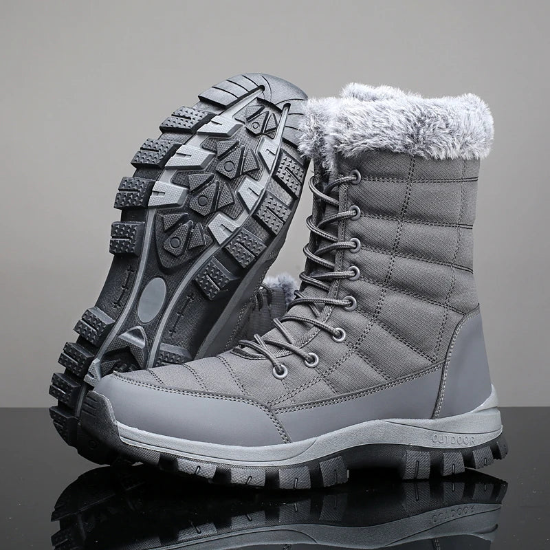 PUAMSS Men's Outdoor Winter Fleece-Lined Canvas Boots