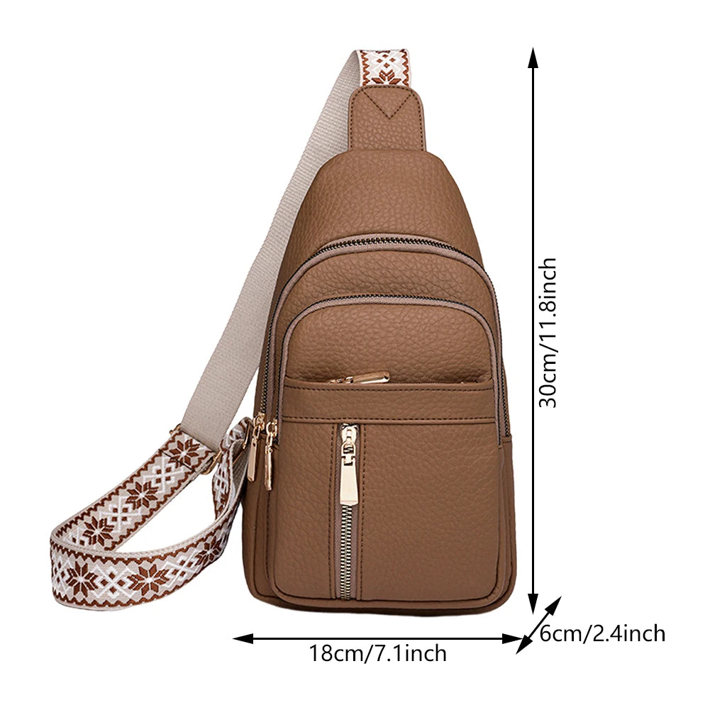 Faux Leather Crossbody Chest Bag