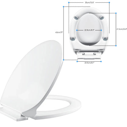 Soft-Close Quick-Release Toilet Seat for Square, U, and O Shapes