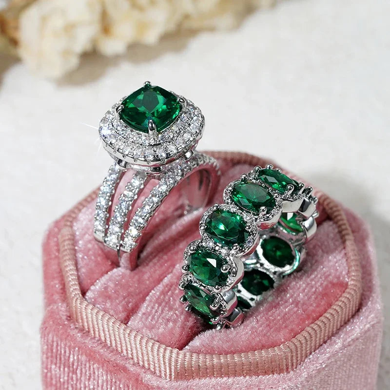Gorgeous 2Pcs Set Brilliant Zirconia Rings