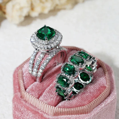 Gorgeous 2Pcs Set Brilliant Zirconia Rings