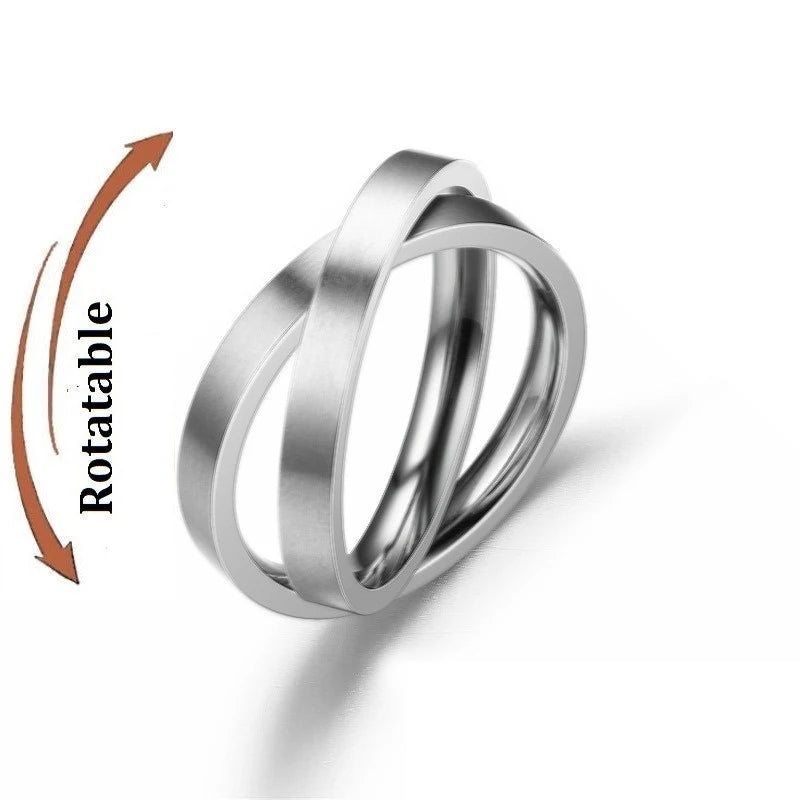Stainless Steel Fidget Spinner Ring – Anti-Anxiety Stress Relief Band for Men & Women