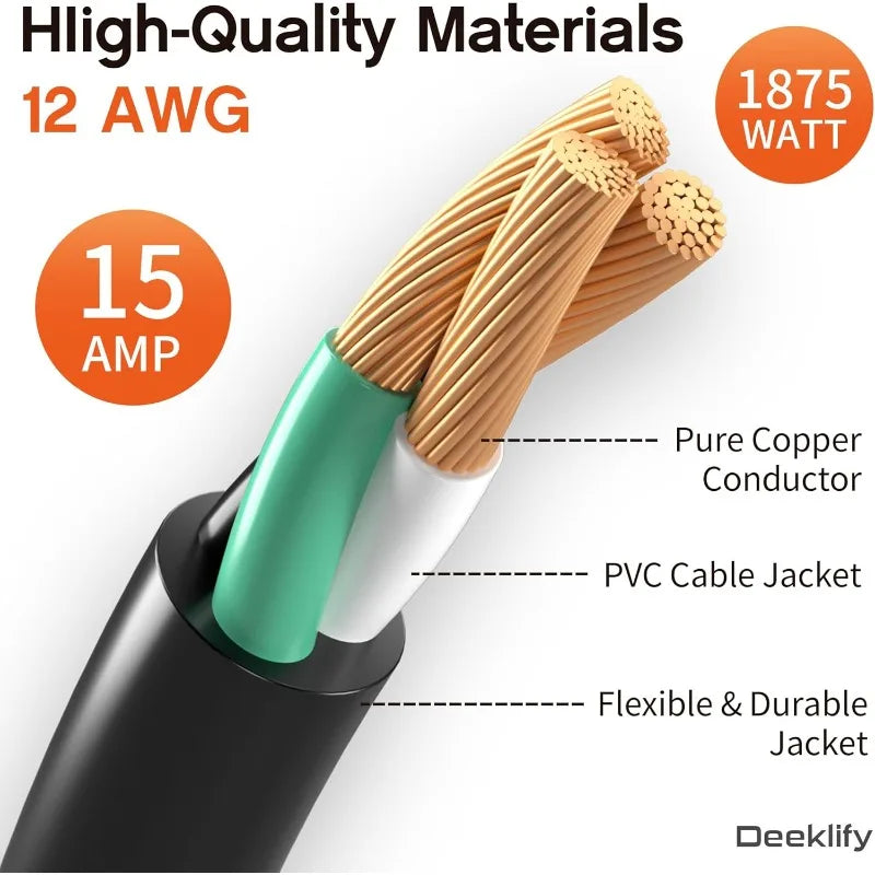 Heavy Duty 12 Gauge 100FT Outdoor Extension Cord with Lighted End