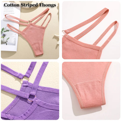 FINETOO 4Pcs Cotton Double Thin Thongs