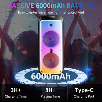 Portable Bluetooth Karaoke Speaker with Wheels & Wireless Microphones