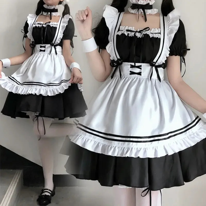Women's Black Cute Lolita Maid Costume - Anime Cosplay Dress Set