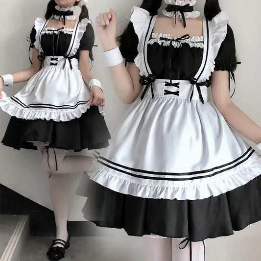 Women's Black Cute Lolita Maid Costume - Anime Cosplay Dress Set